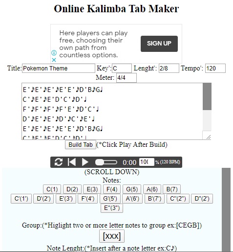 online-kalimba-tab-maker Online Kalimba Tab Notation Maker(New Update)  