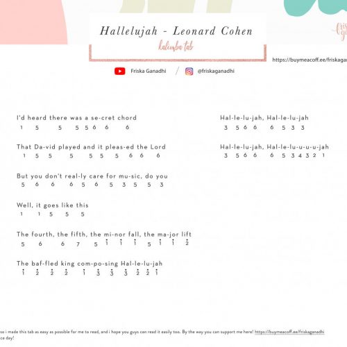Hallelujah - Leonard Cohen Easy Kalimba Tabs Leonard Cohen kalimba cover Hallelujah Hallelujah-Leonard-Cohen-Kalimba-Tab-65bc26db-500x500 Hallelujah - Leonard Cohen