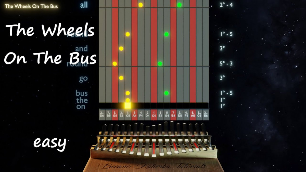 The Wheels On The Bus Kalimba Tabs Letter & Number Notes Tutorial