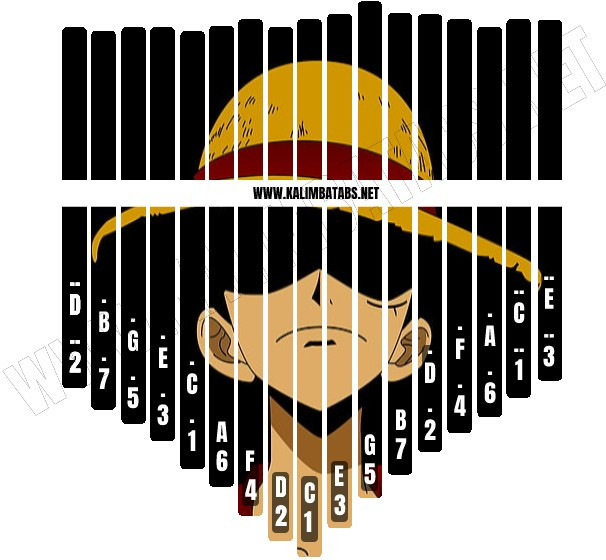 kalimba tine sticker one piece luffy 3 kalimba tabs letter number notes tutorial kalimbatabs net