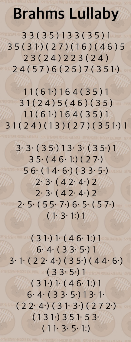 Brahms Lullaby Easy Kalimba Tabs Intermediate Kalimba Tabs tutorial Johannes Brahms Brahms lullaby 098F518D-B136-4C05-887F-6D9AFB1A4F53-16134cb9 Brahms Lullaby