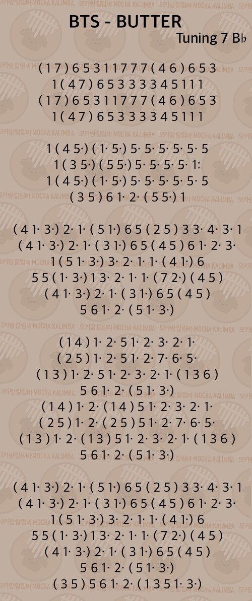 Butter, BTS Kalimba Tabs Letter & Number Notes Tutorial