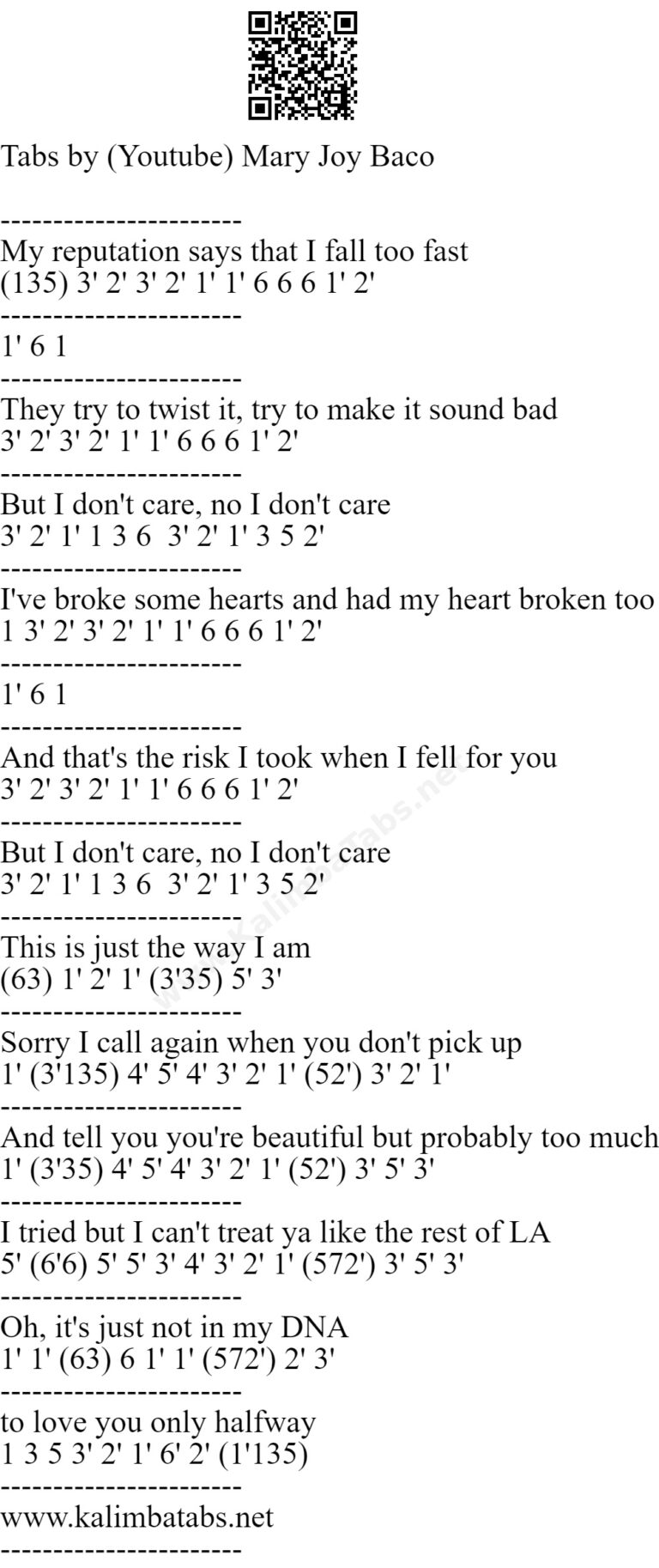 LANY - DNA [Tabs+Lyrics] Kalimba Tabs Letter & Number Notes Tutorial