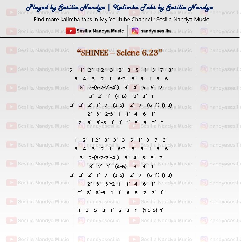 Selene 6 23 Shinee 샤이니 Kalimba Tabs Letter Number Notes Tutorial Kalimbatabs Net Selene 6 23 Shinee 샤이니 Kalimba Tabs Letter Number Notes Tutorial Kalimbatabs Net