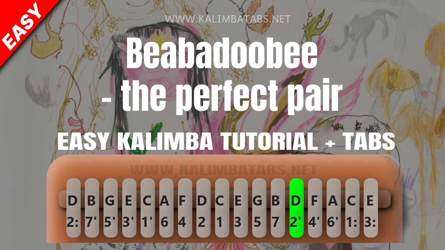 Beabadoobee - the perfect pair Kalimba Tabs Letter & Number Notes Tutorial  